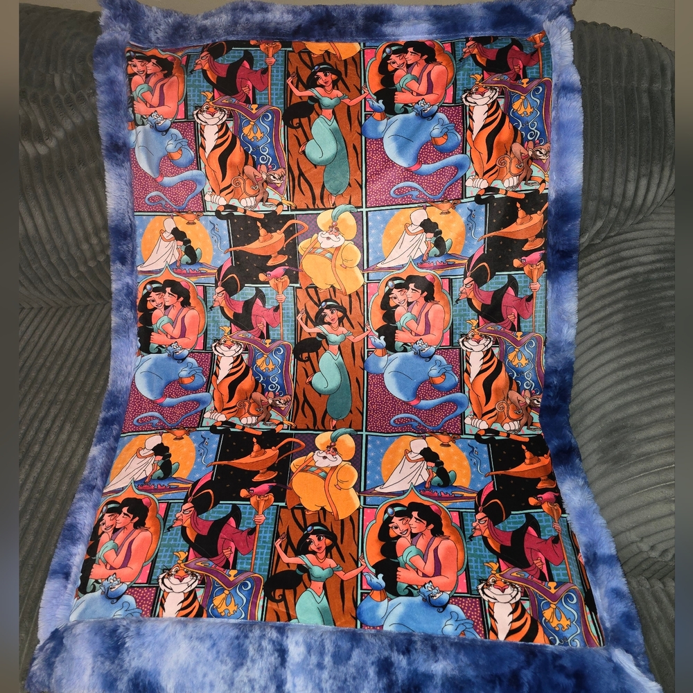 Jasmine & Aladdin Minky Baby / Toddler Blanket 💙🐅